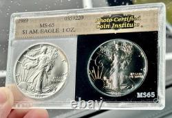 1989 American Silver Eagle Photo-Certified Coin Institute PCI RARE Holder