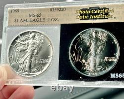 1989 American Silver Eagle Photo-Certified Coin Institute PCI RARE Holder