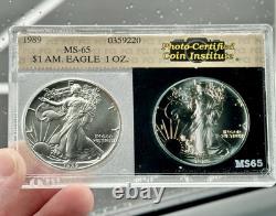1989 American Silver Eagle Photo-Certified Coin Institute PCI RARE Holder