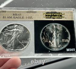 1989 American Silver Eagle Photo-Certified Coin Institute PCI RARE Holder