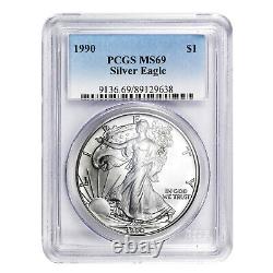 1990 $1 American Silver Eagle MS69 PCGS