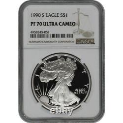 1990 -S American Proof Silver Eagle One Dollar Coin NGC PF70 Ultra Cameo