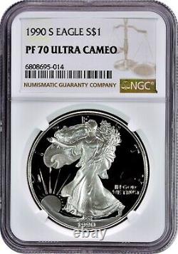 1990-S American Silver Eagle $1 NGC Proof PF70 UC Ultra Cameo