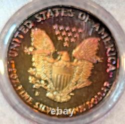 1990-S PCGS PR66 Cameo Monster Dual Sided Rainbow Tone Silver Eagle One Oz Color