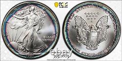 1991 ASE American Silver Eagle $1 PCGS MS67 Colorful Rainbow Toning