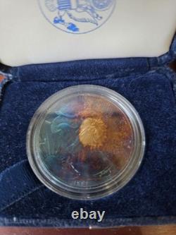 1991 PROOF AMERICAN SILVER EAGLE. Rainbow Toned! Beautiful