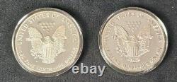 1991 S & 1992 S Proof Silver American Eagle 1 oz coins withbox COA 1 OUNCE EACH