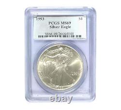 1993 $1 American Silver Eagle MS69 PCGS