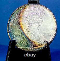 1993 $1 American Silver Eagle Uncirculated Monster Toned CHOICE MS++