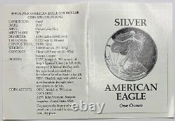 1993 1 oz Proof Silver Eagle with OGP & COA ACTUAL COIN