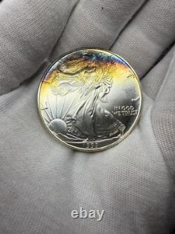 1993 1 oz Silver American Eagle PQ Rainbow Toning BU O201
