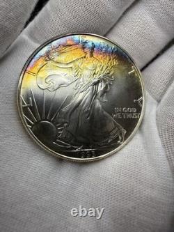 1993 1 oz Silver American Eagle PQ Rainbow Toning BU O201