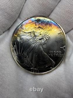 1993 1 oz Silver American Eagle PQ Rainbow Toning BU O201