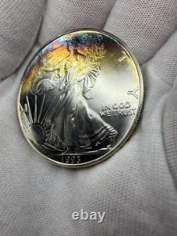 1993 1 oz Silver American Eagle PQ Rainbow Toning BU O201