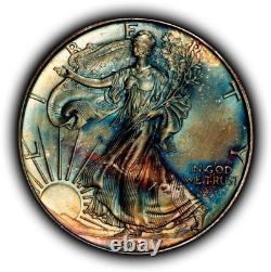 1993 1 oz Silver American Eagle PQ Rainbow Toning BU SKU-E3459
