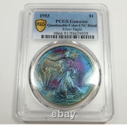 1993 PCGS UNC Detail TONED 1 oz Silver American Eagle SAE $1 US Coin #51918A