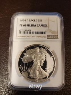 1994 P American Eagle Proof Silver 1oz. Dollar Coin NGC PF 69 Ultra Cameo