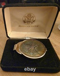 1995 American Eagle Silver Rainbow Toned Toning Coin Uncertified Money Clip