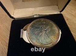 1995 American Eagle Silver Rainbow Toned Toning Coin Uncertified Money Clip
