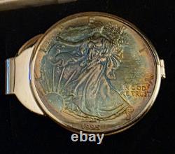 1995 American Eagle Silver Rainbow Toned Toning Coin Uncertified Money Clip