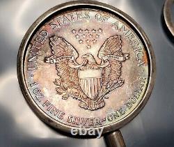 1995 American Silver Eagle Coin Rainbow Toned VINTAGE Mexico 925 Keychain