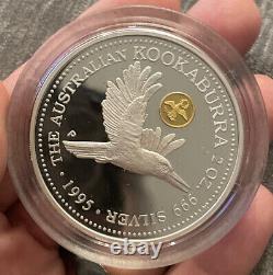 1995 Australia 2 oz Silver Kookaburra BU (GOLD Eagle Privy) RARE ONLY 800