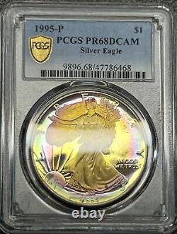 1995-P PR68DCAM American Silver Eagle Proof Rainbow Toned PCGS