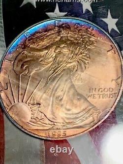 1995 SILVER EAGLE Better Date (Rainbow Toned)