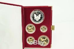 1995 W 10th Anniversary Proof American Eagle 4 Coin Gold & Silver Eagle Set COA