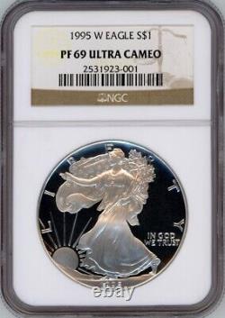 1995-W ASE American Silver Eagle NGC PF69 Ultra Cameo No Milk Spots Or Toning