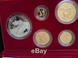 1995-W American Eagle Five Coin 10th Anniversary Proof Set, Gold, Silver