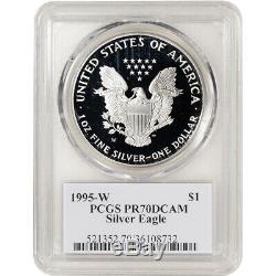 1995-W American Silver Eagle Proof PCGS PR70 DCAM Mercanti Signed