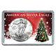 1996 $1 American Silver Eagle With Christmas Tree Design Holiday Holder