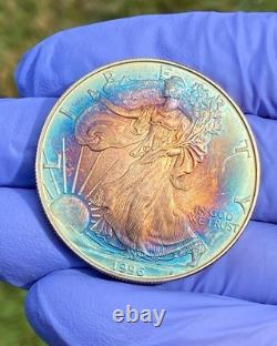 1996 American Silver Eagle BULLS EYE TONED KEY DATE