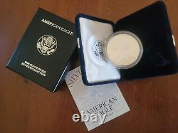 1996-P American Eagle 1 Ounce Proof Silver Bullion Coin in box and COA