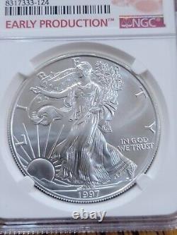 1997 Silver Eagle EARLY PRODUCTION Struck In 1996 MS69 From US Mint Sealed Box