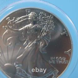 1998 1oz Silver American Eagle Dollar PCGS MS 70 some spots of tonning back
