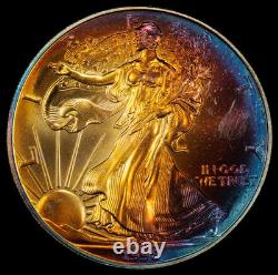 1998 American Silver Eagle Ase Pcgs Unc Detail Qc Gorgeous Toned Trueview