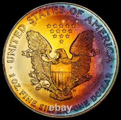 1998 American Silver Eagle Ase Pcgs Unc Detail Qc Gorgeous Toned Trueview