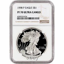 1998-P Proof American Silver Eagle One Dollar Coin NGC PF70 Ultra Cameo