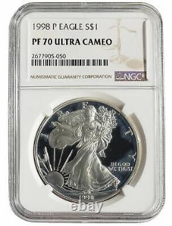 1998 Proof Silver Eagle NGC PF 70 Milk Spots