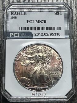 1998 Silver American Eagle Coin BU Rainbow Monster Toned 1 Oz US $1 Uncirculated