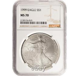 1999 1 oz American Silver Eagle Coin NGC MS70