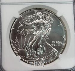 1999 AMERICAN EAGLE SILVER $1 DOLLAR NGC MS 70 RARE DATE in MS 70 Sweet