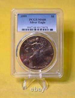 1999 American Silver Eagle PCGS 1oz. 999 MS68 Toned Toning