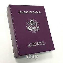 (1) 1991 S 1oz US American Silver Eagle $1 Dollar Proof Bullion Coin withBox & COA