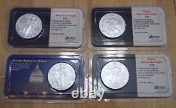 1-2000 & 3-2001 $1 American Silver Eagle Dollars