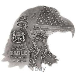 1 Ounce Silver High Relief American Eagle Shaped Chad 2022 Tschad