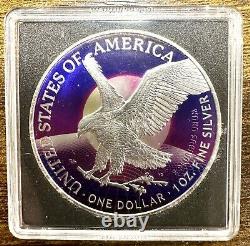 1oz. 999 Fine American Silver Eagle 2022 VaporWave Metallic Holo #009/100