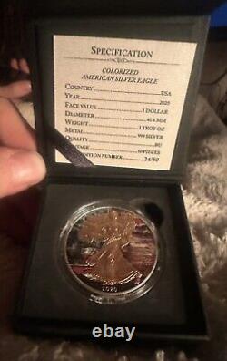 1oz Silver Dollar American Eagle Colorized Gold Guilded #24 Of Only 50 Made
